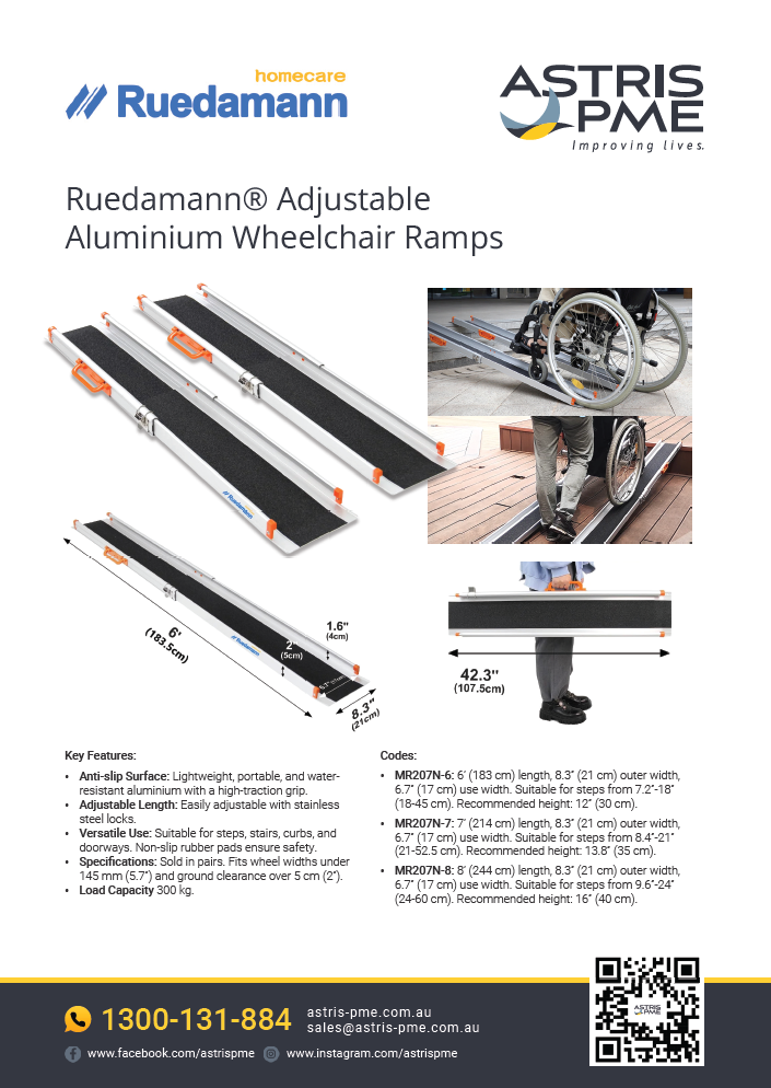 Ruedamann Adjustable Aluminium Wheelchair Ramp